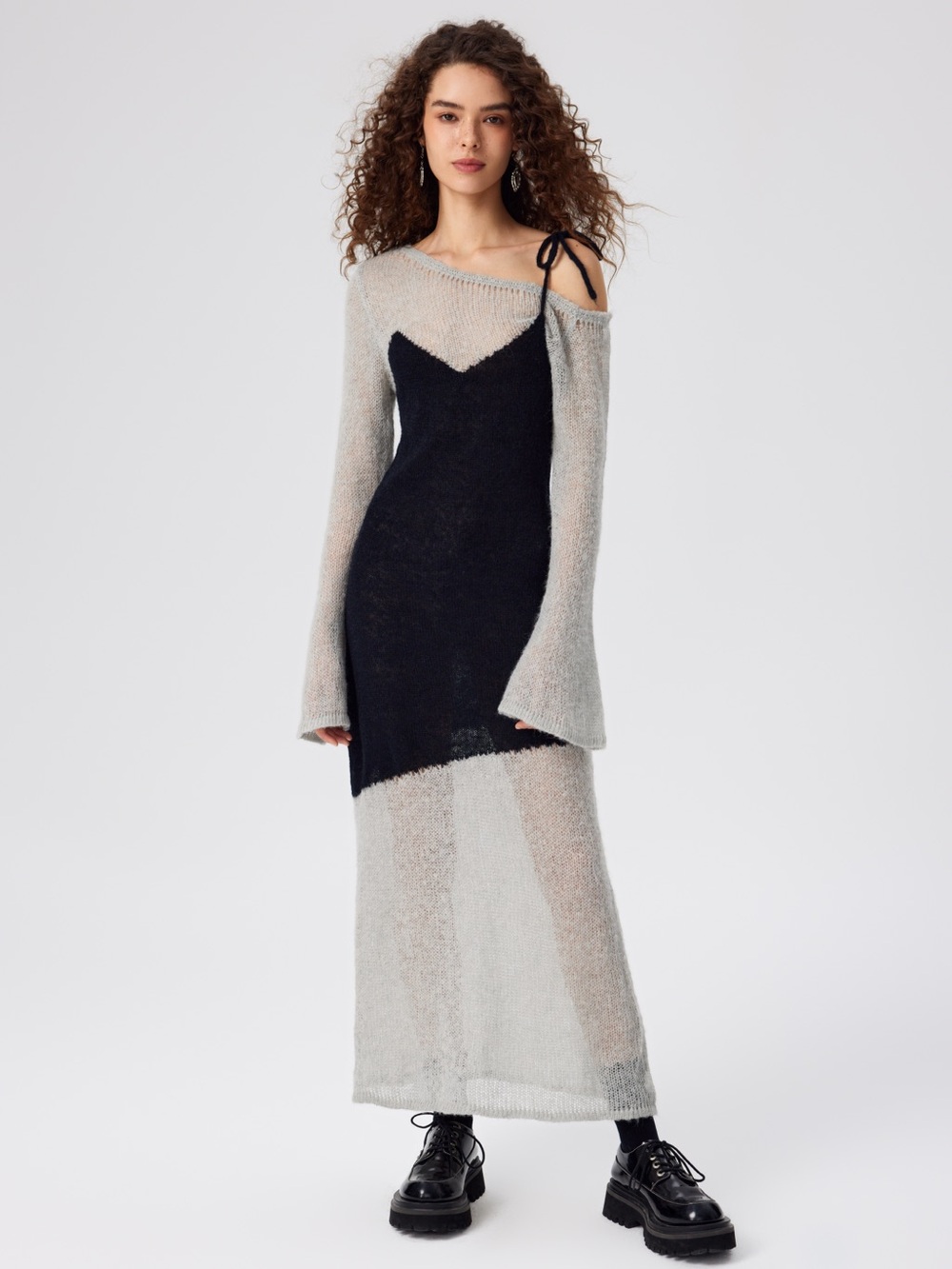 NWT Cider Wool Blend Asymmetric Bell Sleeve Maxi